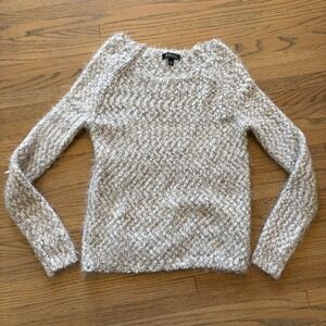 Buffalo David Bitton Women's Gray White Fuzzy Eyelash Knit Pullover Sweater  M
